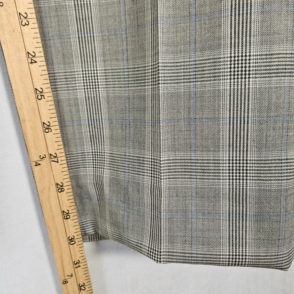 Hickey Freeman Suit Set Mens 46L 36x30 Grey Glen Plaid Wool Business Formal USA